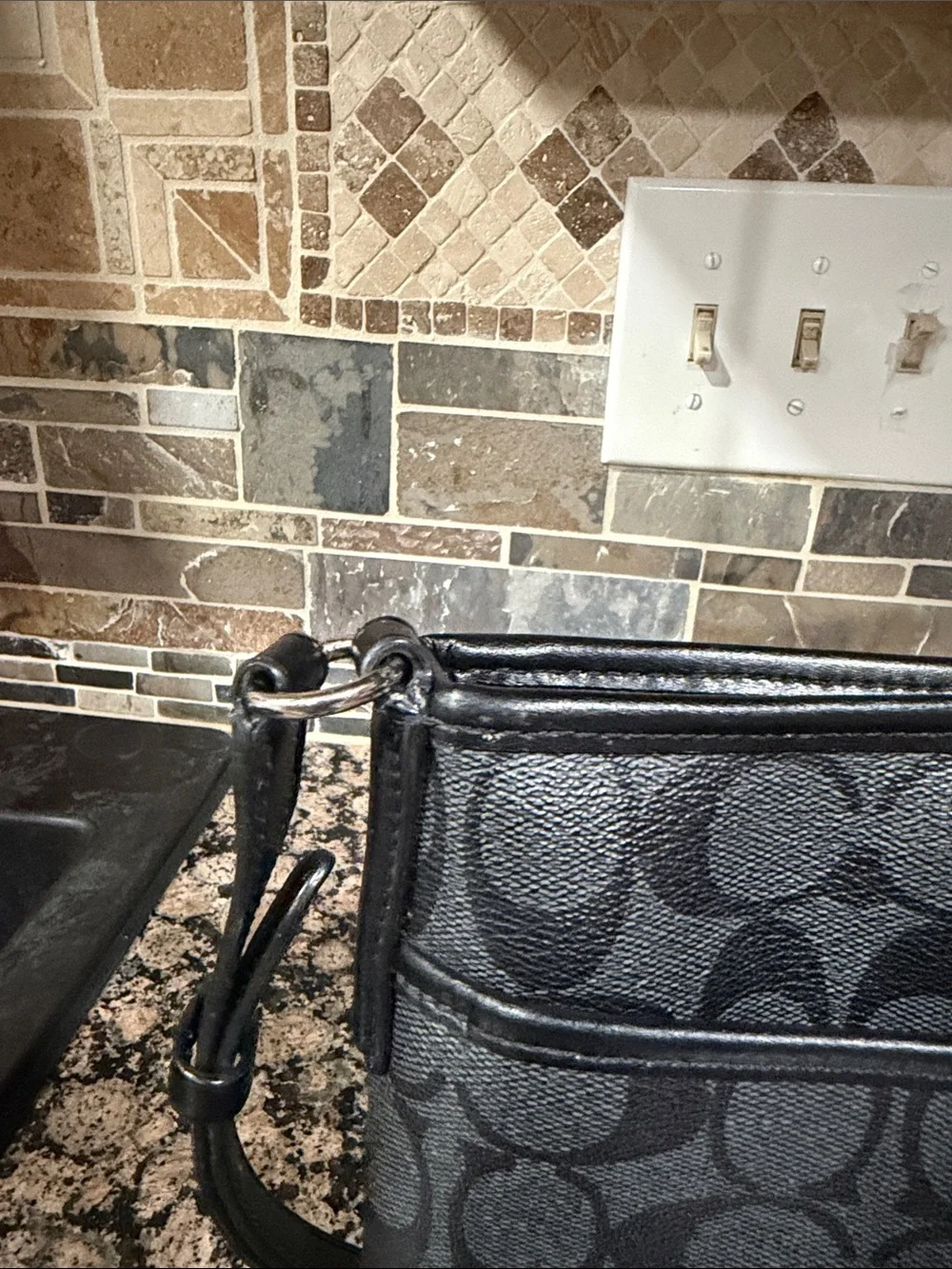 Coach Black Signature Monogram Shoulder Bag